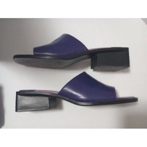 Hillard & Hanson Shoes - Hillard & Hanson Purple Leather Slide Heel Sandals Size 9.5